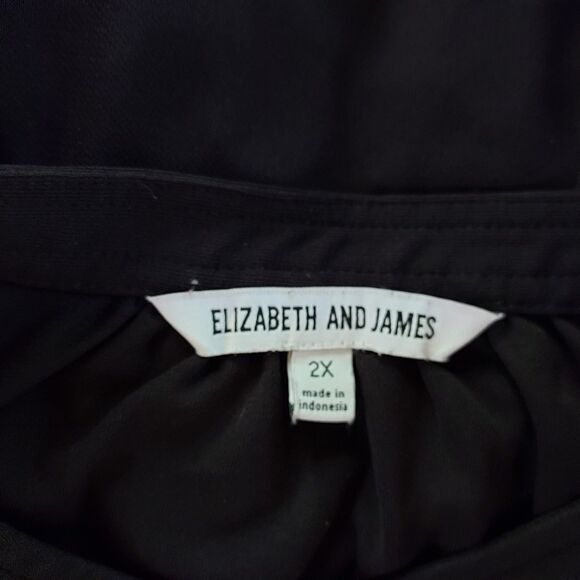 Elizabeth and James Button Front Tunic Dress Black Long Sleeve Size 2X Ruffle - Picture 9 of 14